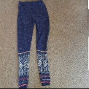 So Blue White Winter Pattern Sweater Leggings